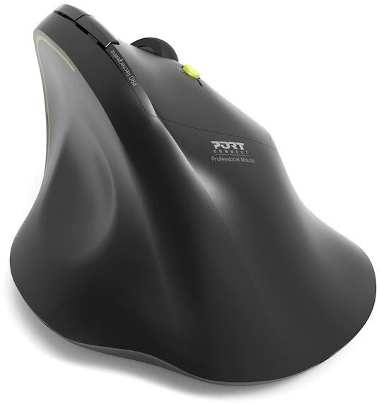 Port Designs PORT CONNECT Ergo Soft COLLECTION, belaidė pelė, USB-A/Bluetooth, 2.4GHz, 1600DPI, juodos spalvos