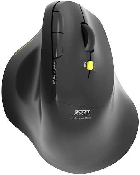 Port Designs PORT CONNECT Ergo Soft COLLECTION, belaidė pelė, USB-A/Bluetooth, 2.4GHz, 1600DPI, juodos spalvos