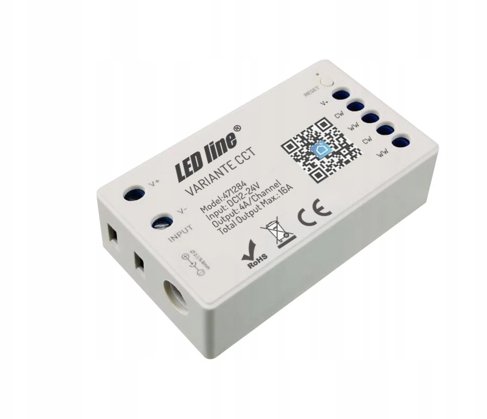 Sieninis šviestuvas Port Designs LED valdiklis, 12-24V, 4x4A, CCT, Wi-Fi TUYA VARIANTE +RF, LED LINE