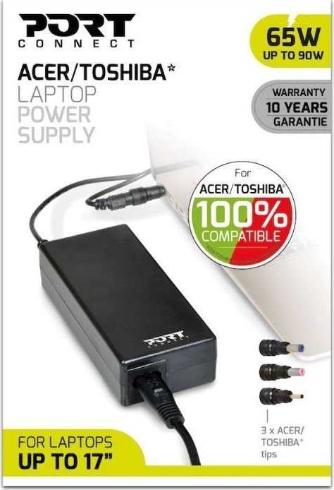 PORT CONNECT universalus maitinimo adapteris Acer & Toshiba nešiojamiesiems kompiuteriams 65-90W