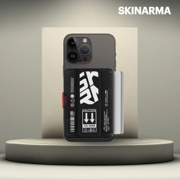 Dėklas Wallet Skinarma Mirage Phaze Magnetic Grip Stand juodos spalvos