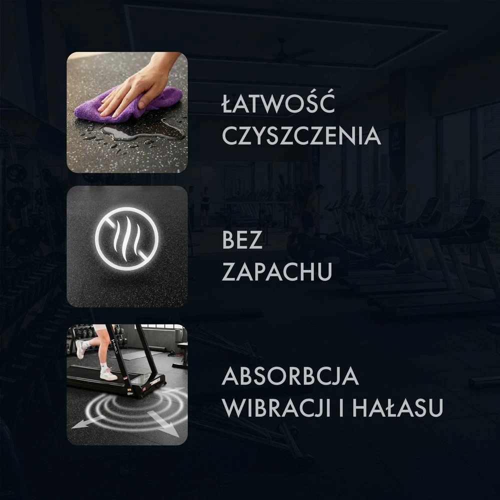 HMS POS25 PODŁOGA GUMOWA POD SPRZĘT FITNESS Juodas/Baltas HMS