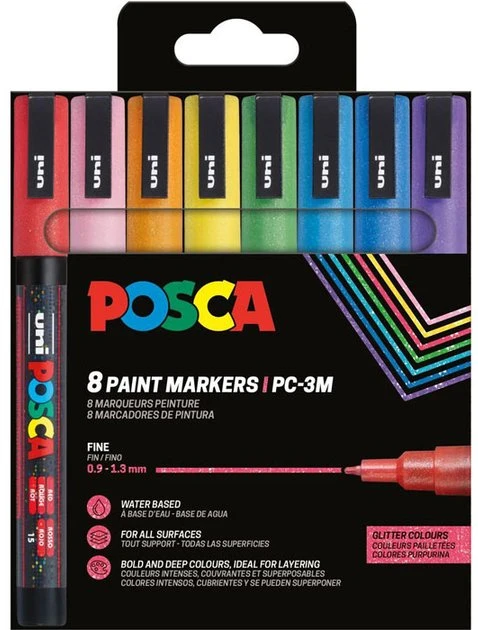 Posca - Ploni galiukai - Žvilgančios spalvos, 8 vnt. (401661)