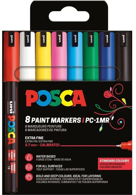 POSCA PC-1MR 8 vnt. pagrindinių spalvų