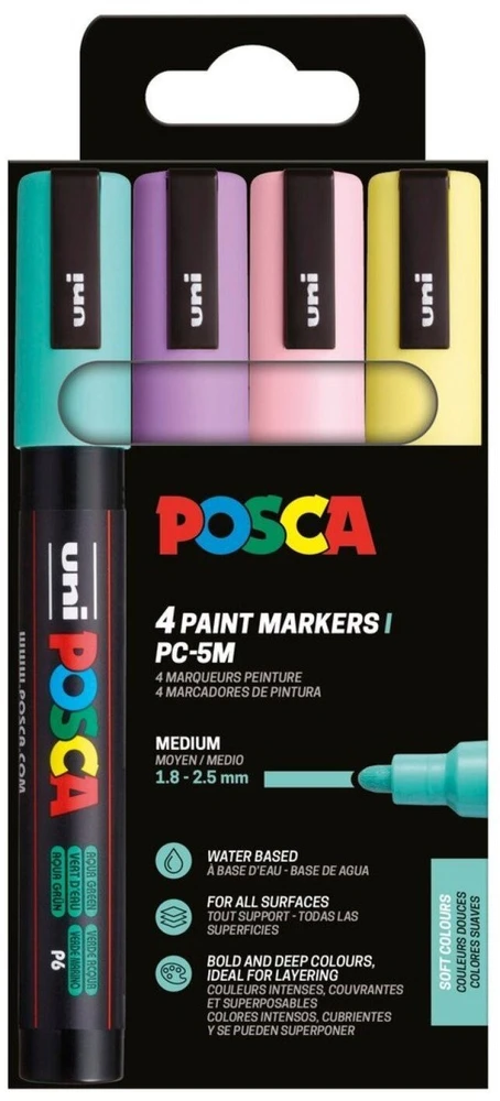 Posca POSCA PC-5M 4 vnt. Pastelinės spalvos