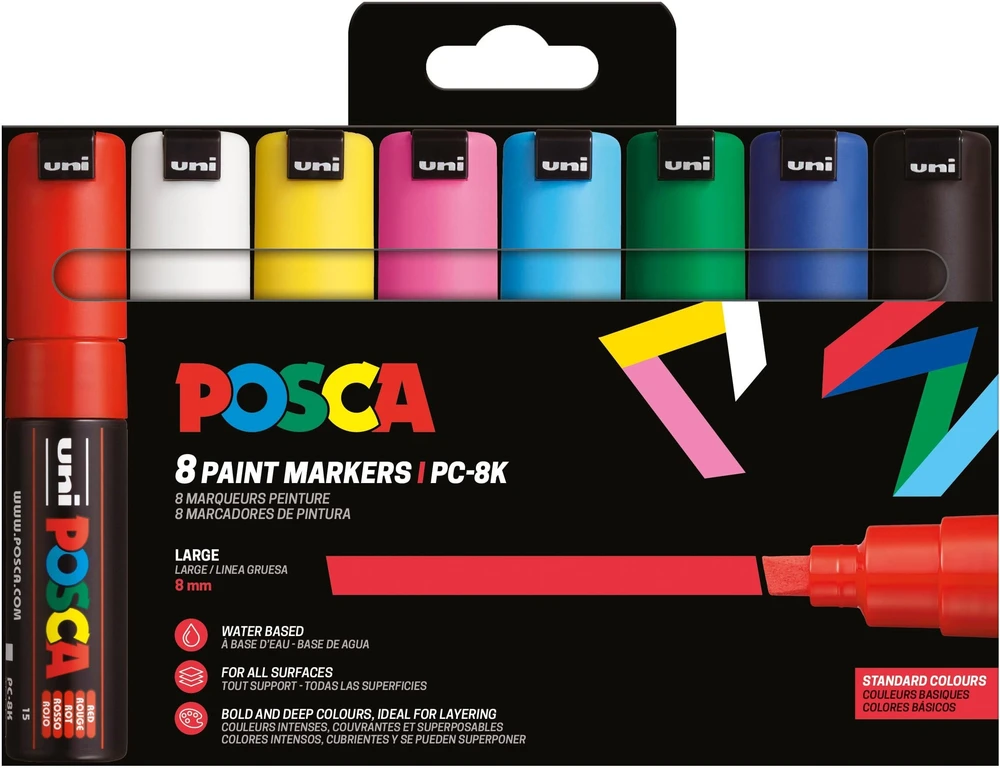POSCA PC-8K 8 vnt. pagrindinių spalvų
