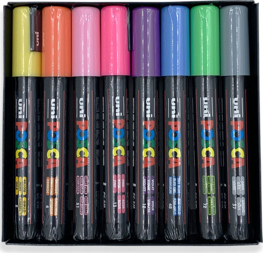 „Posca“ – PC1MC – „Extra Fine Bullet Tip“ rašiklis – švelnios spalvos, 8 vnt