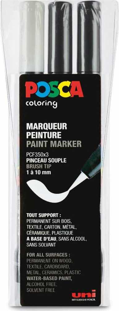 Posca POSCA pensel marker sæt PCF-350, tre farver, sort og hvid