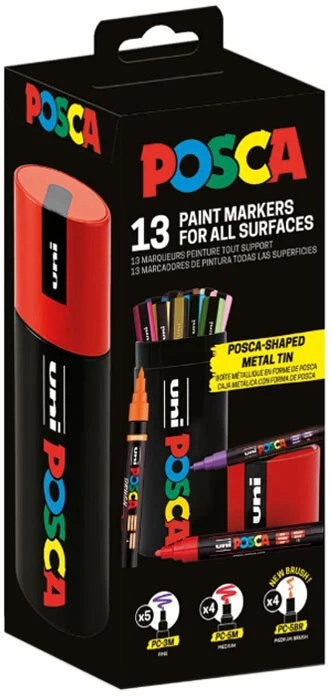 Posca POSCA Shaped metal tin - med 13 vnt. POSCA markeriai