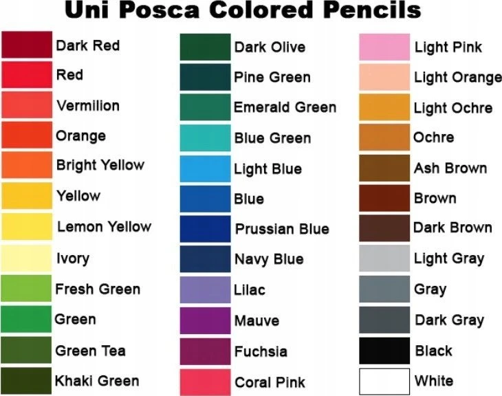 Posca Posca - Spalvoti pieštukai - Ryškios ir intensyvios spalvos (36 vnt) (402005)
