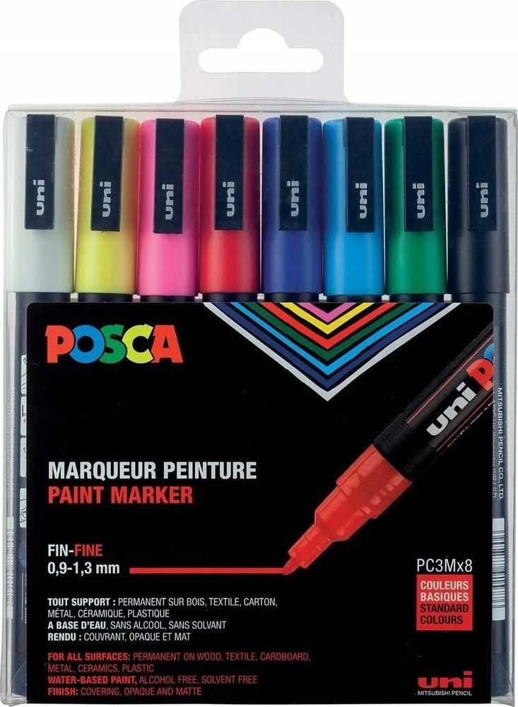 Marker. POSCA UNI PC-3M 8vnt. Set