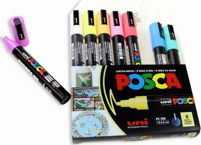 Posca Uni Mitsubishi Pieštukas Markeriai Uni-Ball PC-5M SOFT Color, 8 vnt.