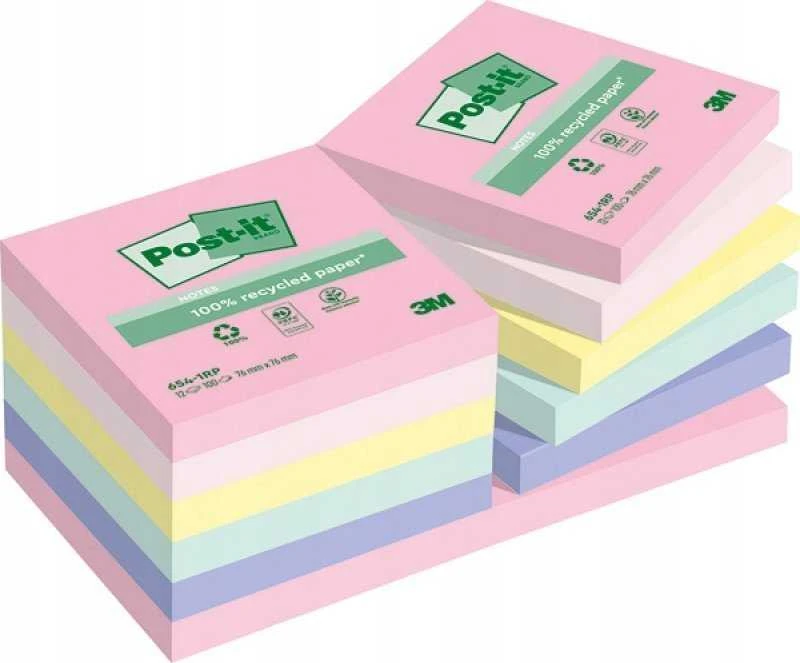 Lipnūs lapeliai Post-it® NATURE, 76x76 mm, 12 x 100 lapų.