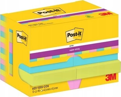 Lipnūs lapeliai3M Post-it® Super Sticky Cosmic, 47.6mmx47.6mm 12 vnt. po 90 lapelių
