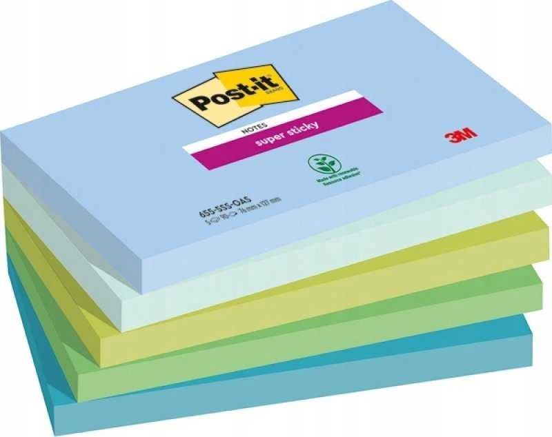 Post-It 3M Post-it® Super lipdukai, OASIS, 76x127mm, 5x90 kortelės.