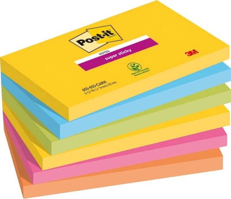 „Post-it 3M Super Sticky Notes“, „KARNAVALAS“, 76 x 127 mm, 6 x 90 kortelių.