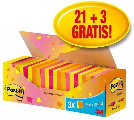 Post-it lipnių lapelių rinkinys 24 vnt pakuotėje