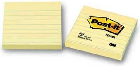 Geltoni Post-it lapeliai su linijomis, du blokeliai