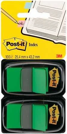 Post-it Index Tab 680-G2EU, 25 mm x 43 mm, žalia, 2 x 50 vnt (3M0833)
