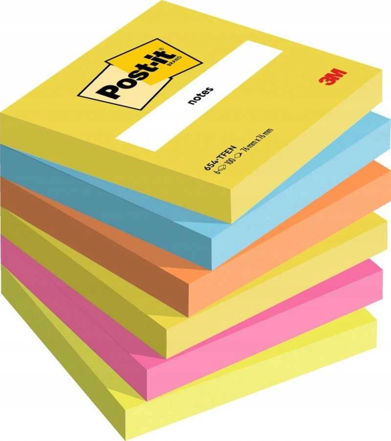 Lipnūs lapeliai 3M Post-it® Energetic, 76mmx76mm, 6 vnt.po 100 lapelių