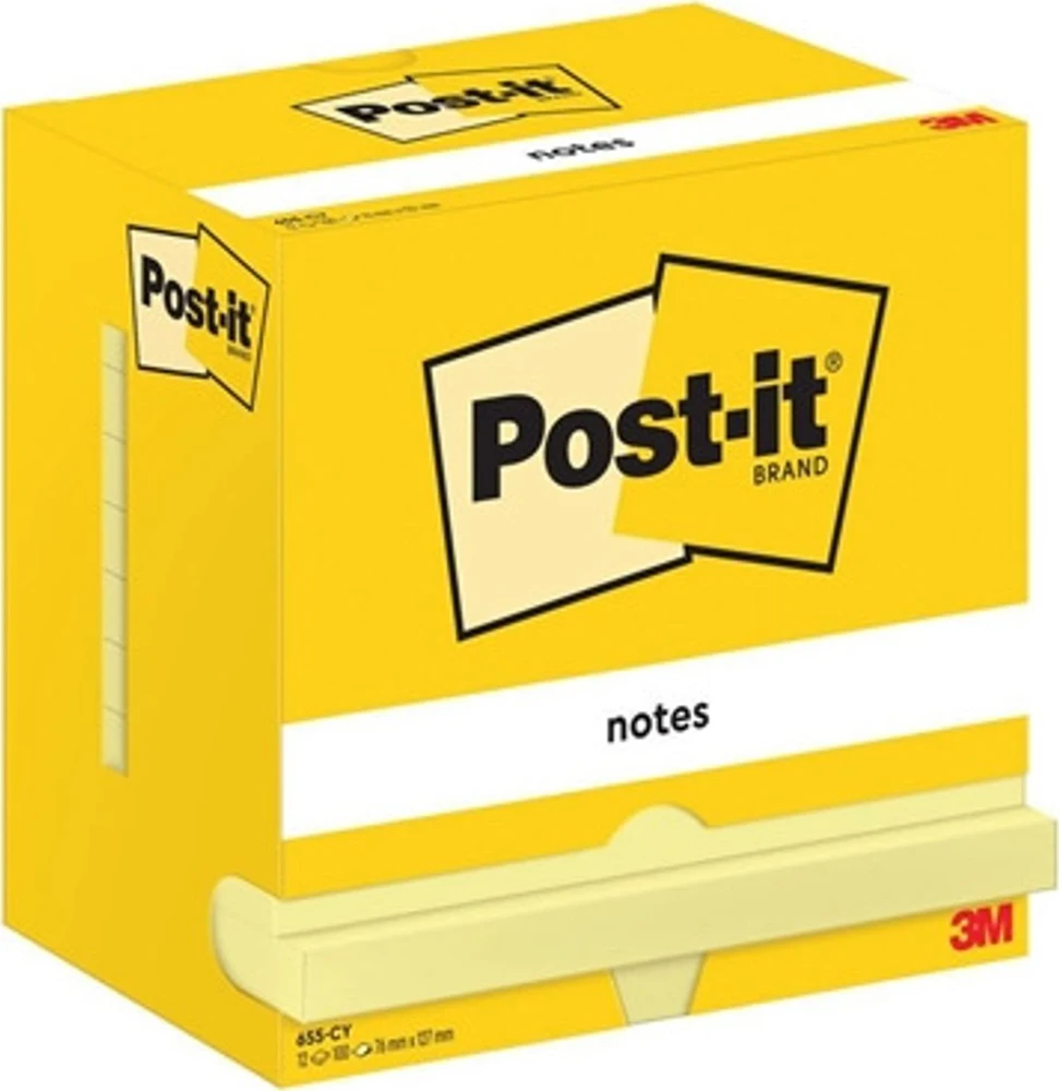 Lipnūs lapeliai užrašams 3M Post-it 76x76mm 12 vnt./pak., geltonos spalvos