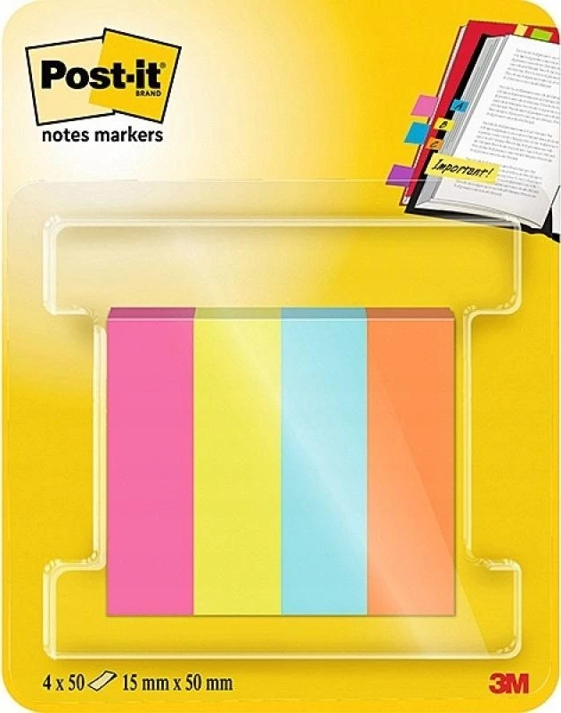 Žymekliai 3M Post-it® Poptimistic, 15mmx50mm, 4 vnt. po 50 lapelių
