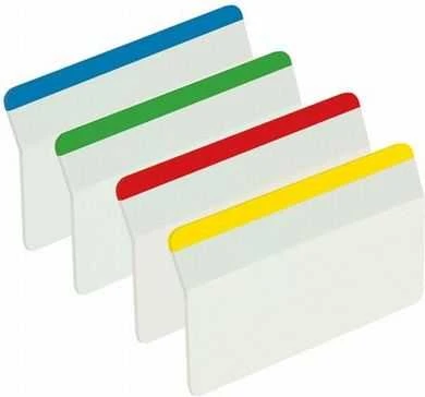 Indeksai 3M, Post-it, 50.8x38mm, spalvoti, plastikiniai, lenkti, kartotekiniams vokams (4x6) 0718-0