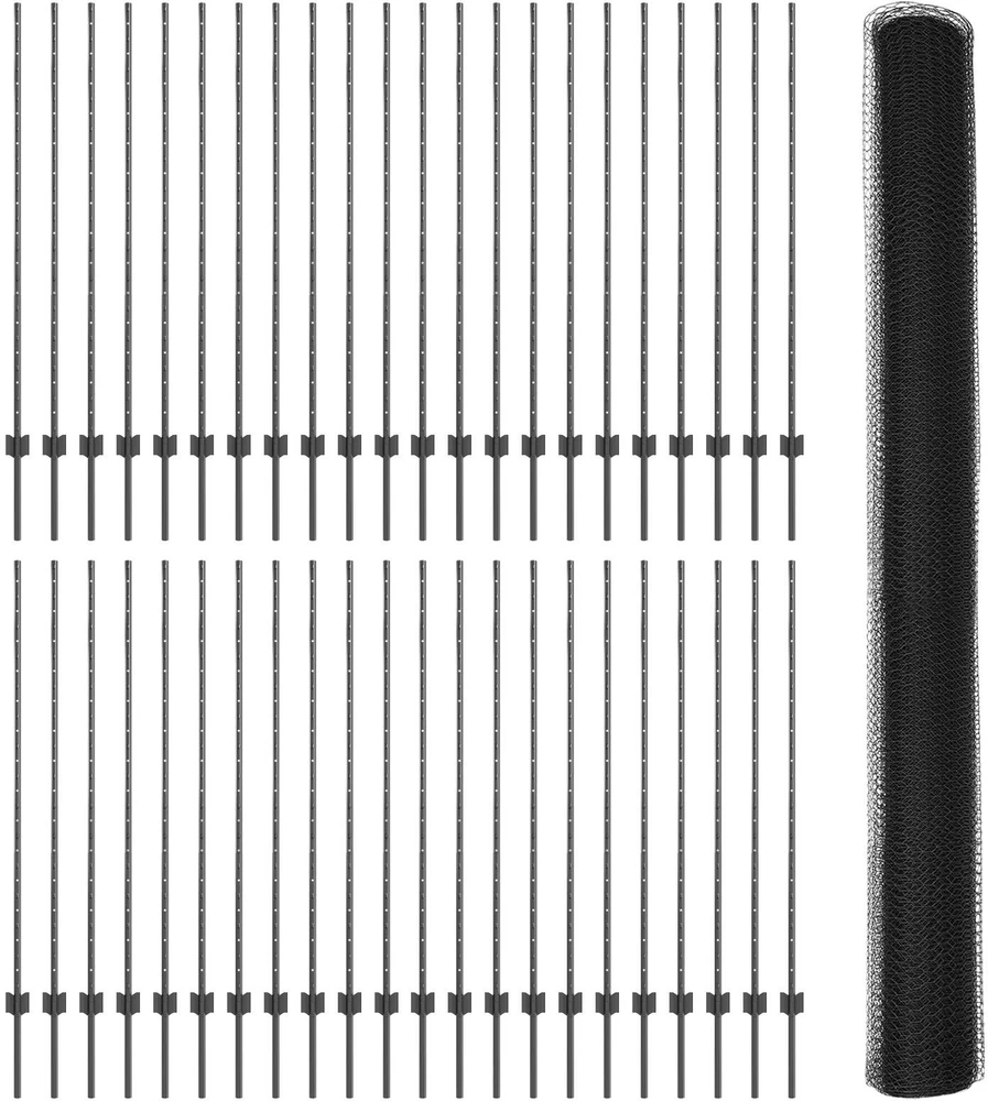 Hexagonal Fence with Post 100 x 1,4 m PVC dengtas plienas Pilka