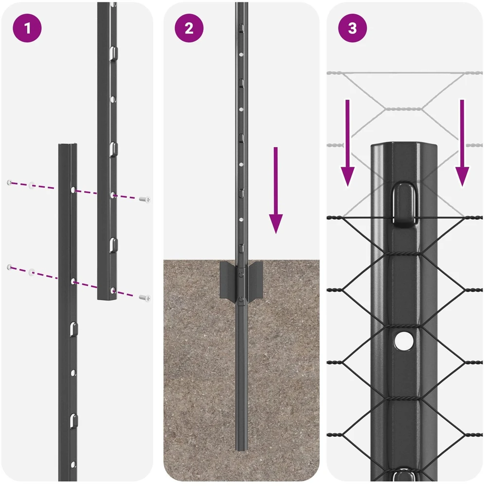 Hexagonal Fence with Post 100 x 1,4 m PVC dengtas plienas Pilka