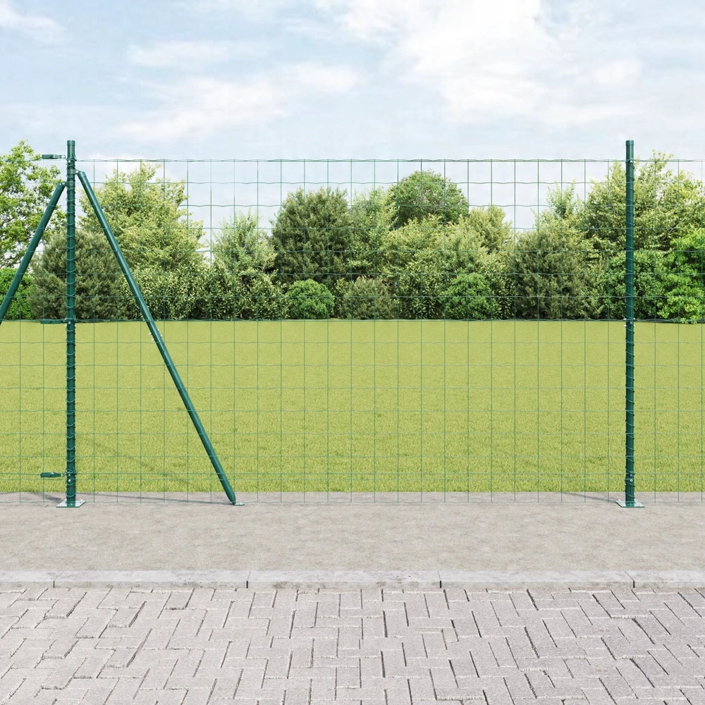 Eurų tvora su betono baze 10 x 1,4 m PVC dengtas plienas Žalia