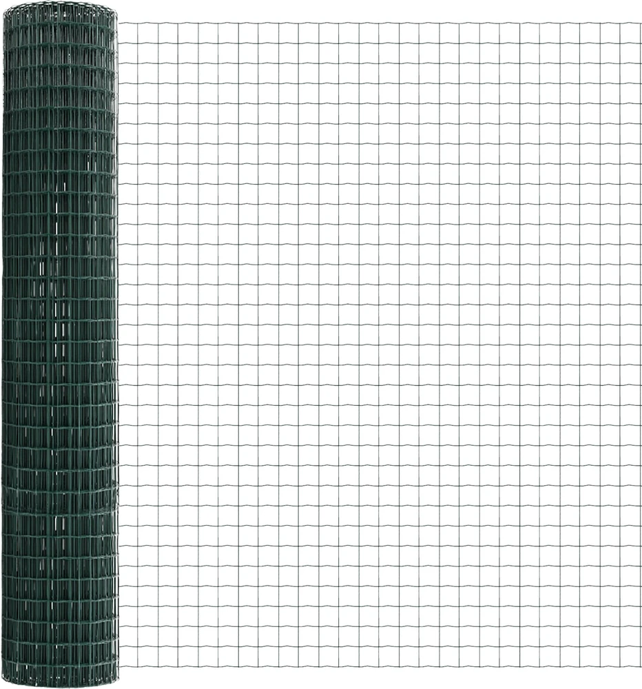 Eurų tvora su betono baze 10 x 1,6 m PVC dengtas plienas Žalia