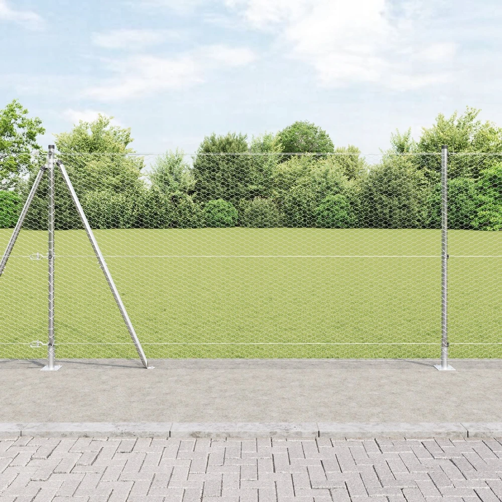 Šešiakampė tvora su betono pagrindu 50 x 1,2 m Sidabrinė
