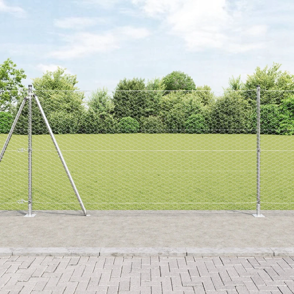 Šešiakampė tvora su betono pagrindu 50 x 1,2 m Sidabrinė