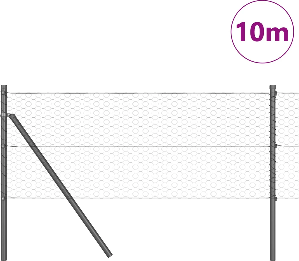 Heksagonalinė tvoros tvirtinimo sistema 10 x 0,6 m Pilka