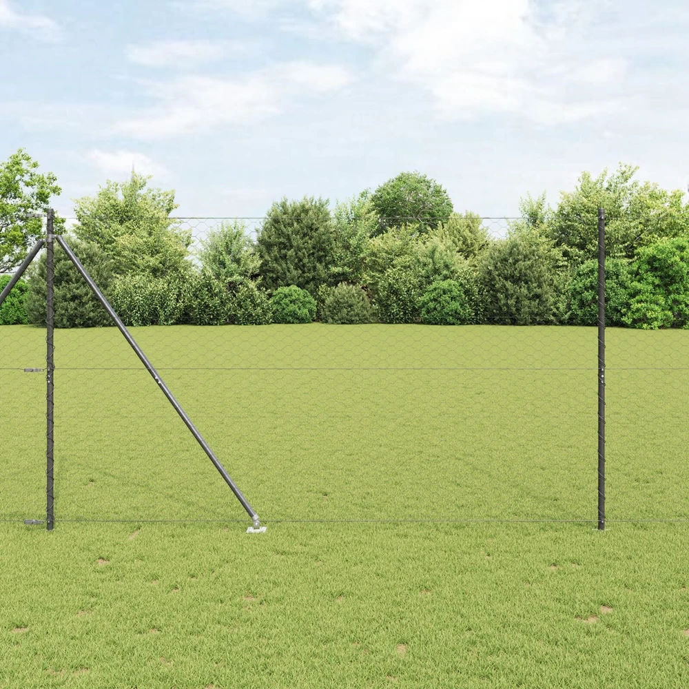 Hexagonal Fence with Post 10 x 1,5 m PVC dengtas plienas Pilka