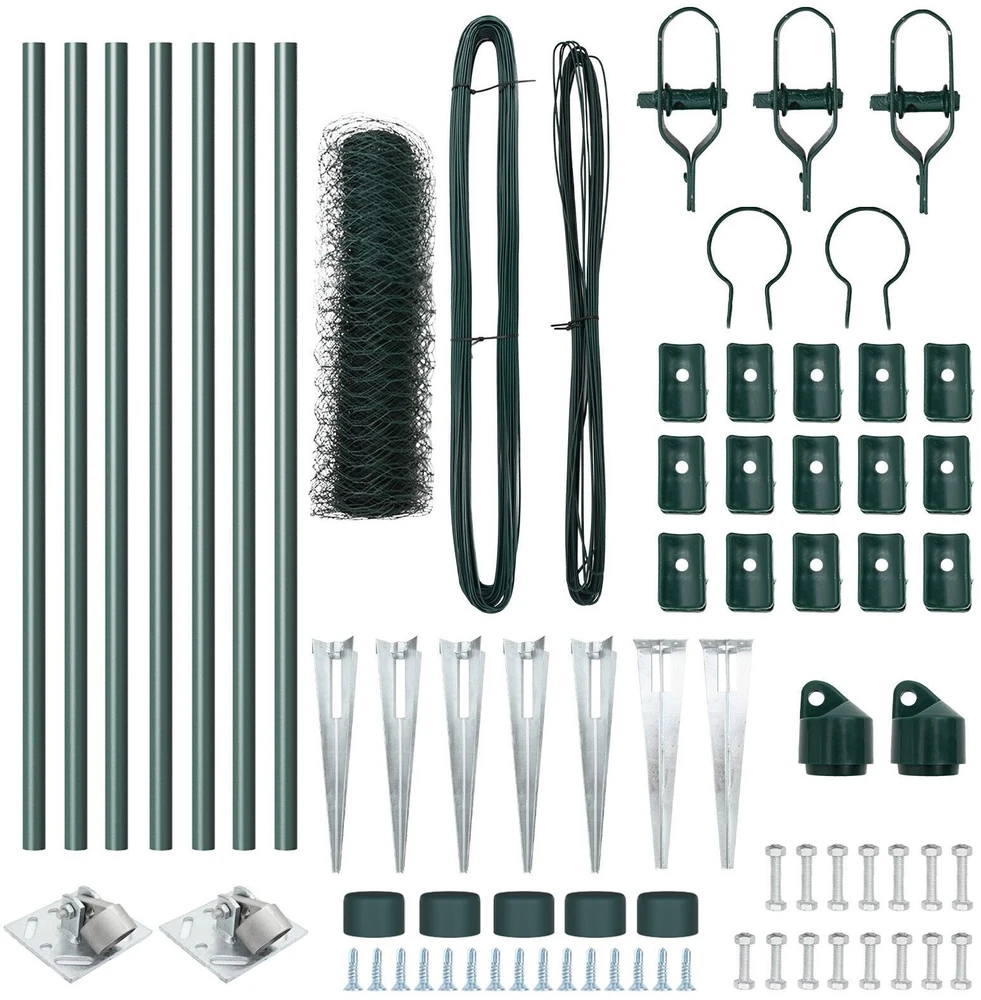 Hexagonal Fence with Post 10 x 0,4 m PVC dengtas plienas Žalia