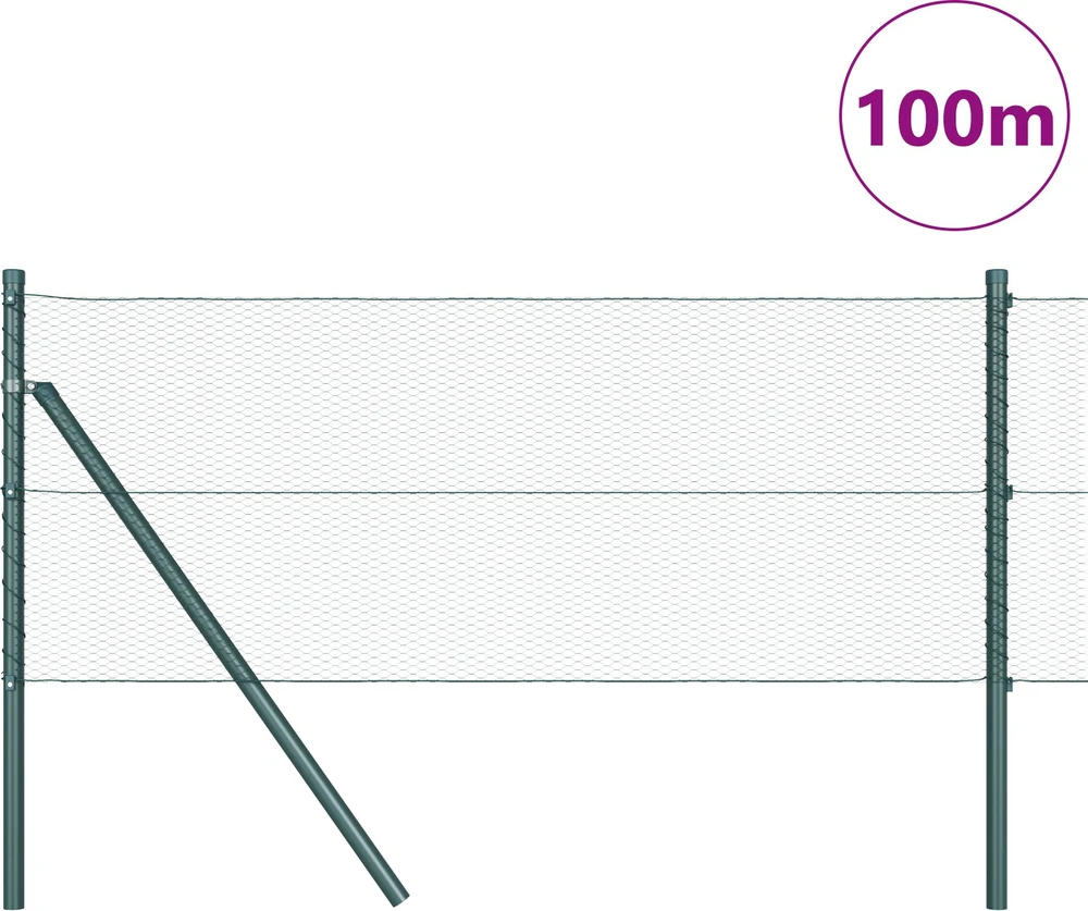 Heksagonalinė tvoros tvirtinimo sistema 100 x 0,6 m Žalia