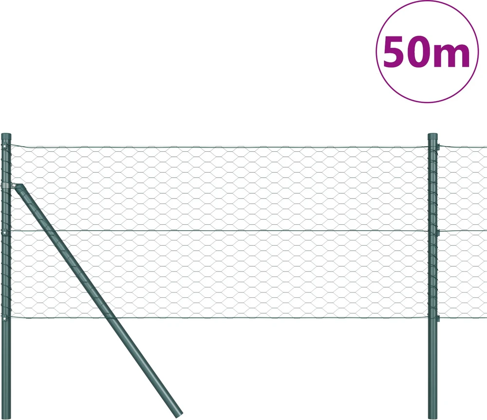 Heksagonalinė tvoros tvirtinimo sistema 50 x 0,6 m Žalia