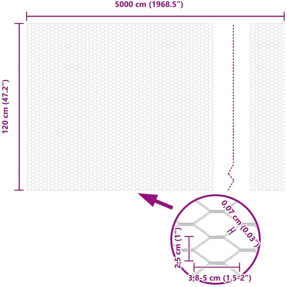 Heksagoninė tvora 1,2 x 50 m PVC Žalia