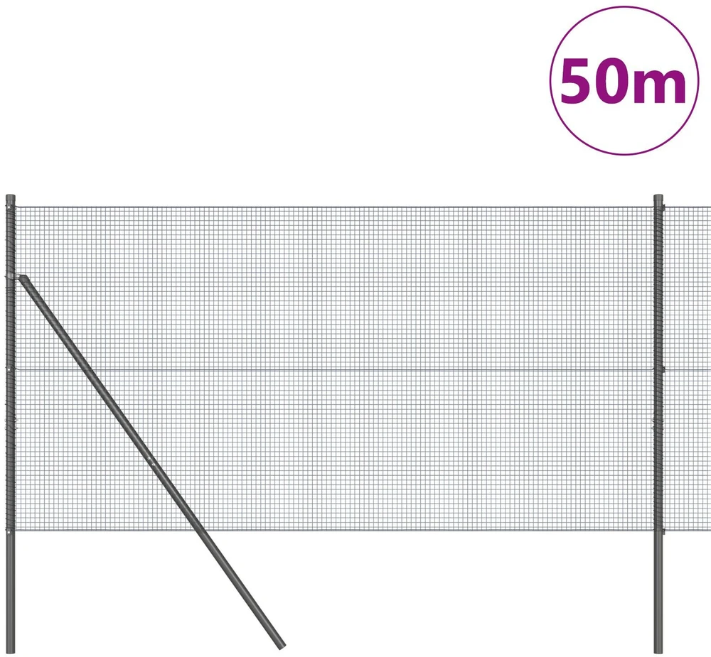 Suvirintas vielos tvora žemės tvirtinimas 50 x 1 m Pilka