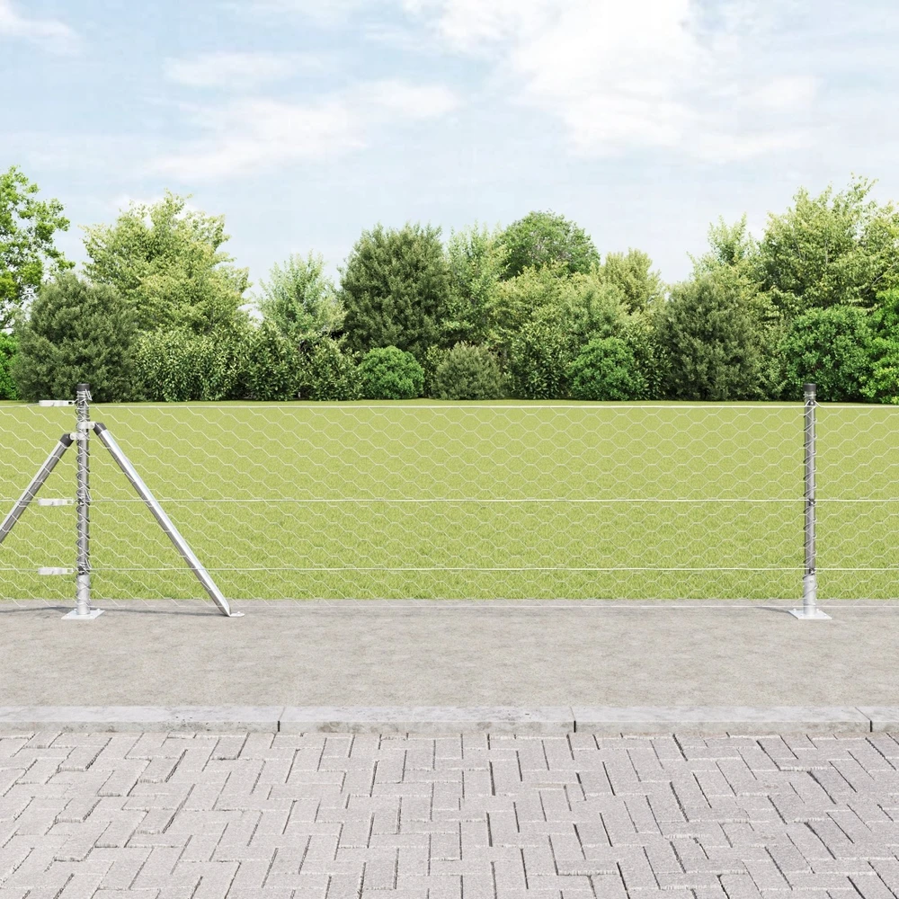 Šešiakampė tvora su betono pagrindu 25 x 0,6 m Sidabrinė