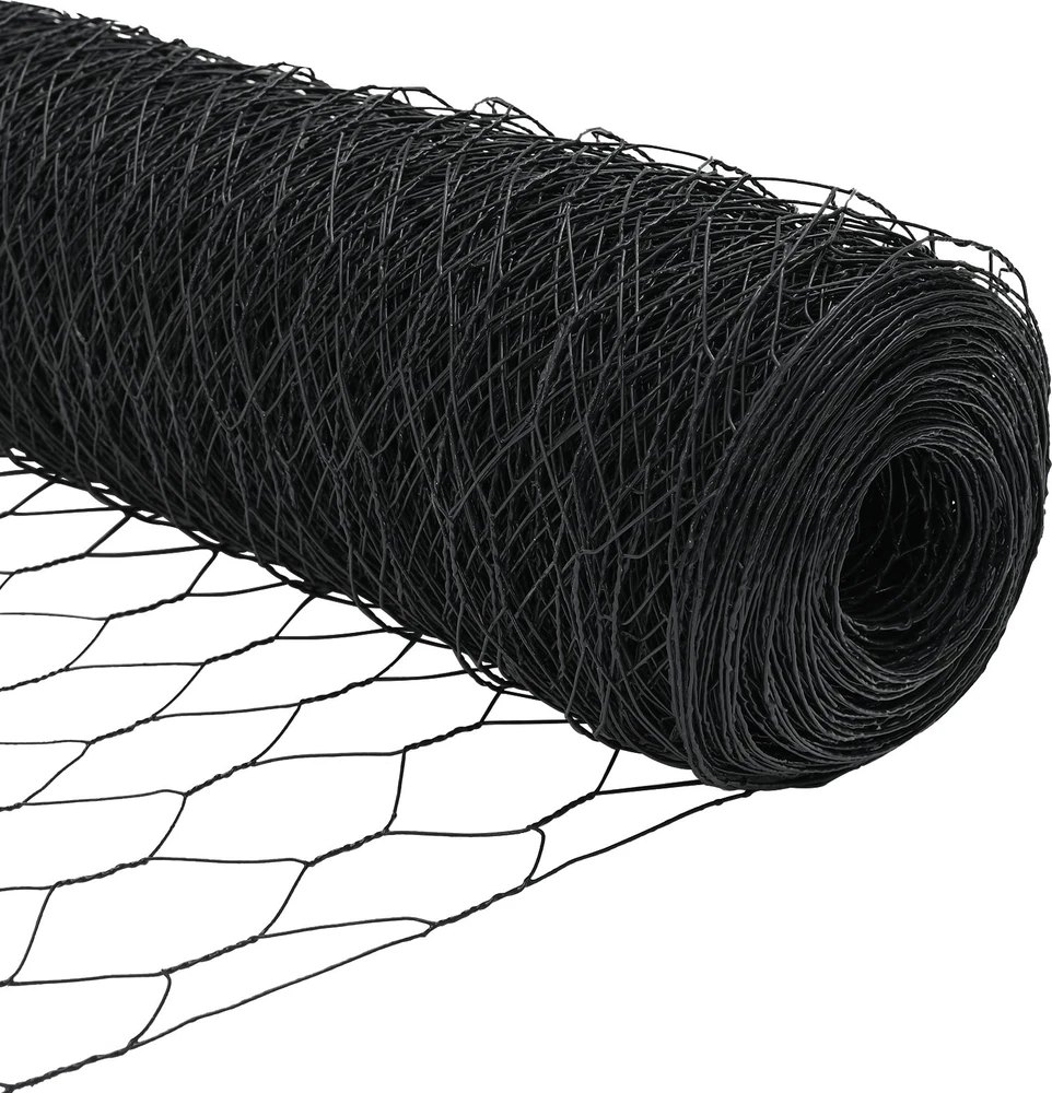 Hexagonal Fence with Post 25 x 1,6 m PVC dengtas plienas Pilka