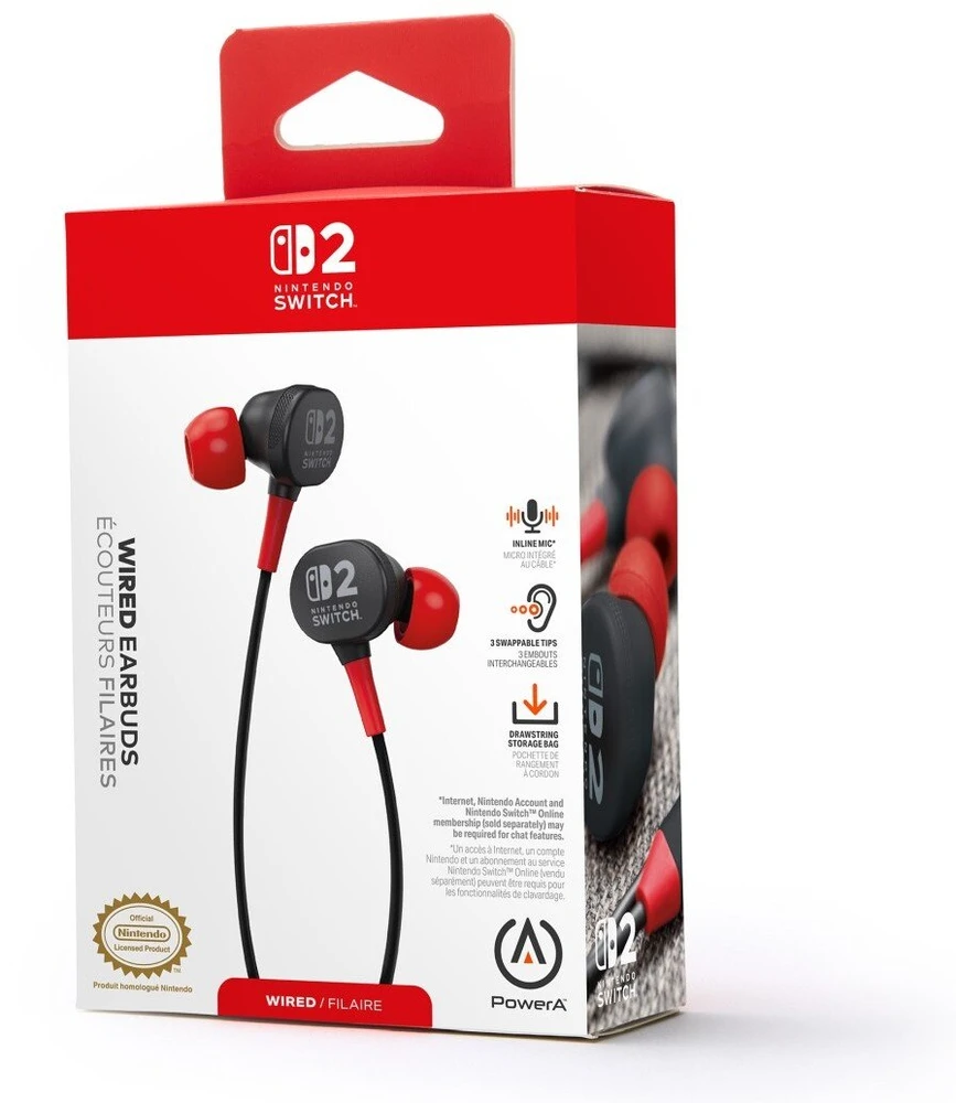 Power A PowerA laidiniai ausinukai skirti Nintendo Switch 2 | Juodi/raudoni