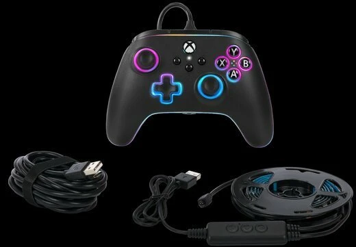Power A PowerA Lumectra Advantage laidinis valdiklis, juoda + RGB LED juostelė, XBOX / asmeninis kompiuteris