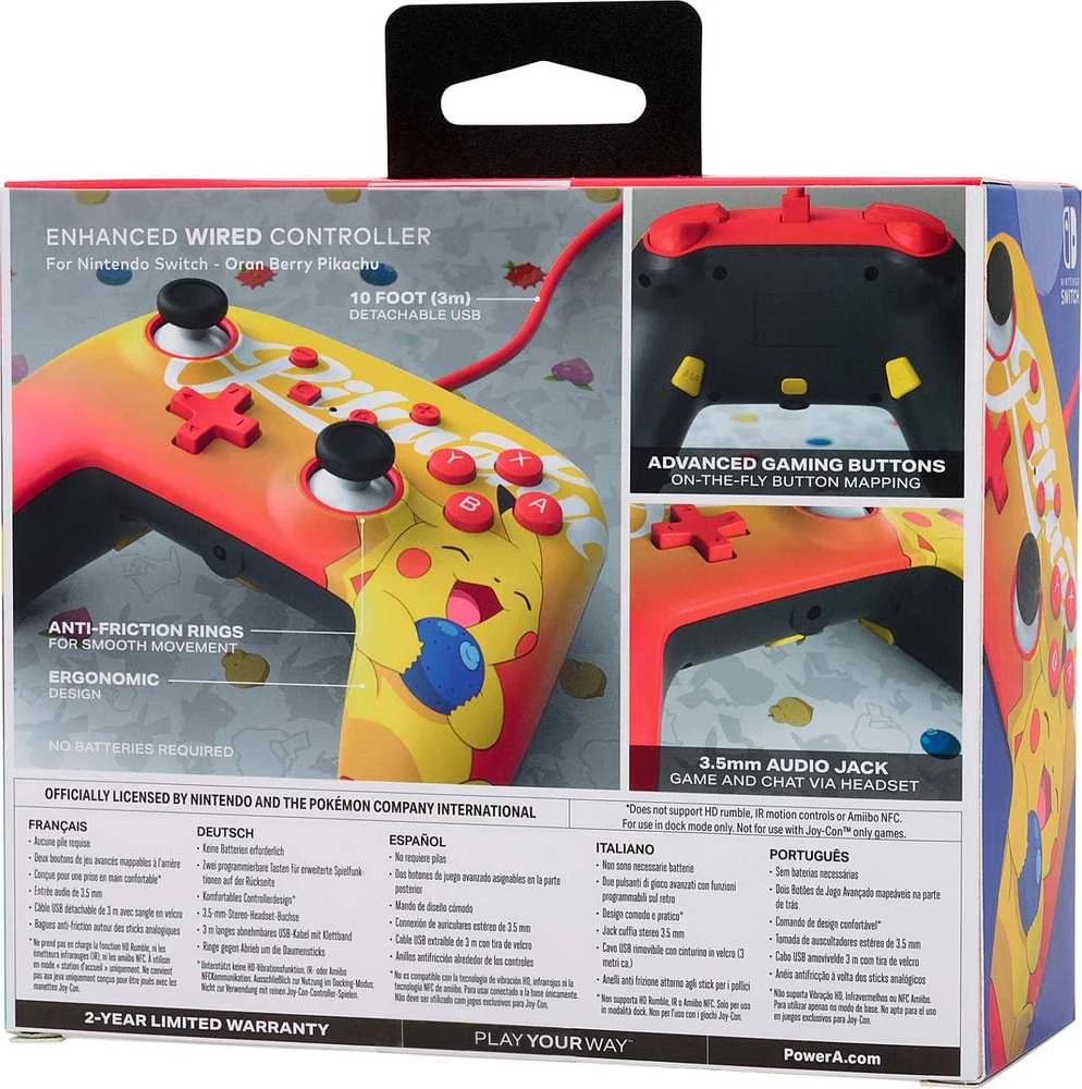 Power A PowerA Oran Berry Pikachu laidinis valdiklis skirtas Nintendo Switch