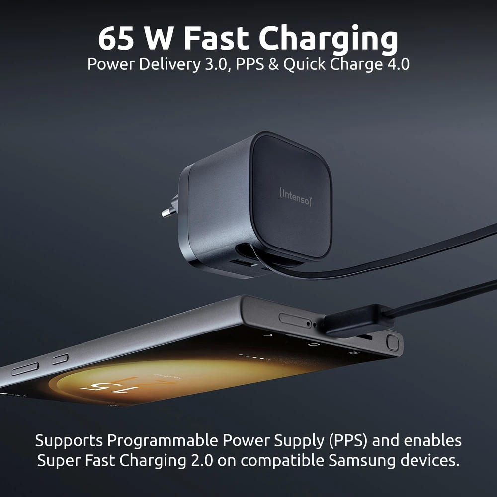 Įkroviklis Intenso adapter zasilający 1x USB-A 1x USB-C 65 W (7806520)