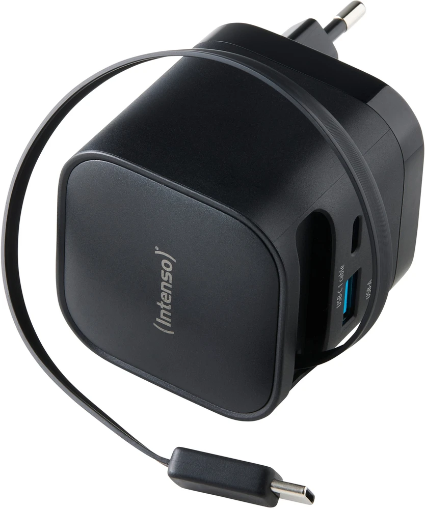 Juodas Intenso kroviklis su integruotu USB-C laidu