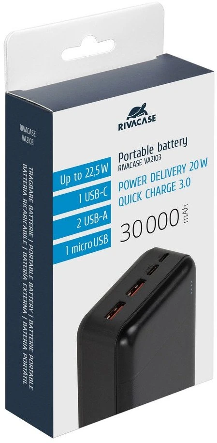 Powerbank RivaCase VA2103 30000 mAh Juodas