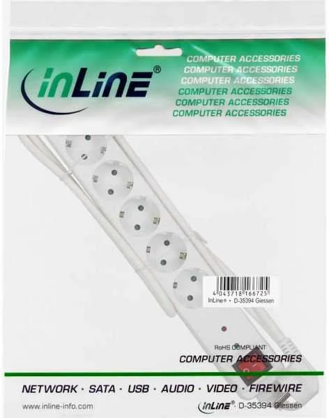 InLine apsauga nuo viršįtampių 6 lizdai 1,5 m balti (16461Q)