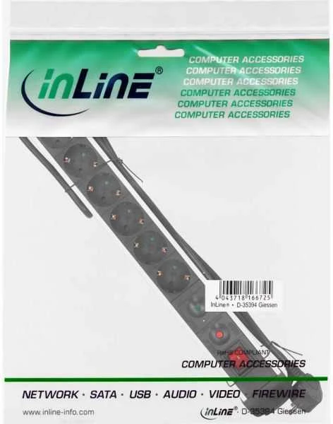 InLine apsauga nuo viršįtampių 6 lizdai 1,5 m juoda (16436A)